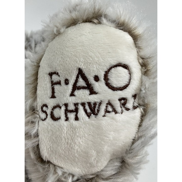 F.A.O. Schwarz Teddy Bear Curly Fur Plush Gray Plaid Bow Stuffed Animal 18" - Picture 4 of 5